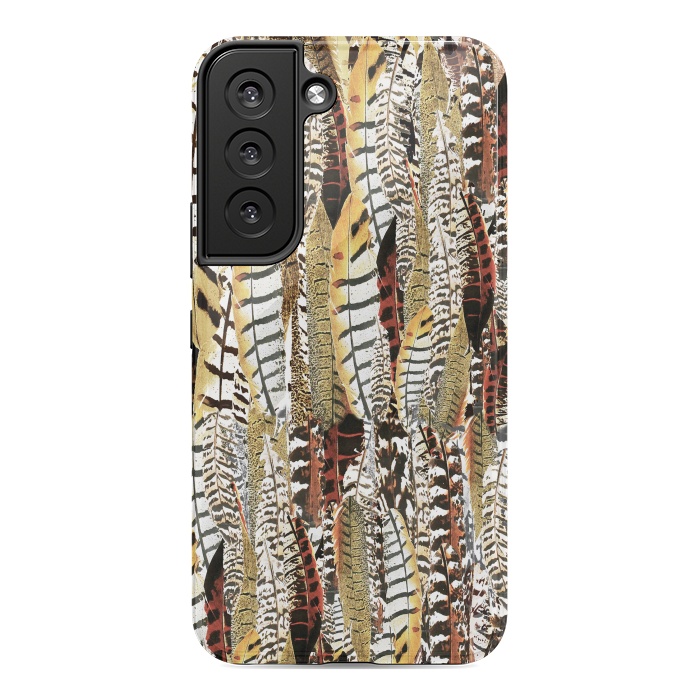 Galaxy S22 StrongFit Brown feathers vintage pattern by Oana 