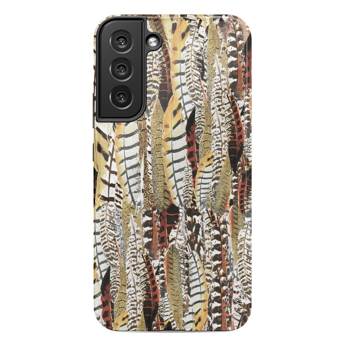 Galaxy S22 plus StrongFit Brown feathers vintage pattern by Oana 