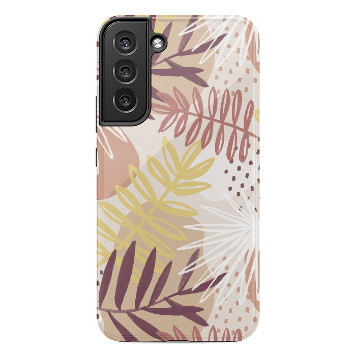 Galaxy S22 plus StrongFit Modern tropical leaves and spots - terracotta by Oana 