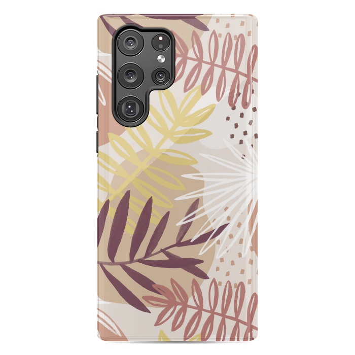 Galaxy S22 Ultra StrongFit Modern tropical leaves and spots - terracotta by Oana 