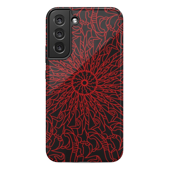 Galaxy S22 plus StrongFit Red Mandala intricate pattern by Josie