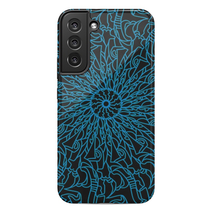 Galaxy S22 plus StrongFit Blue intricate pattern floral mandala geometry by Josie
