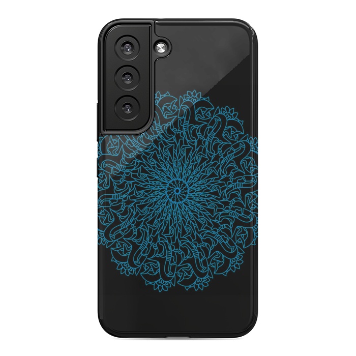 Galaxy S22 StrongFit Blue floral mandalas by Josie