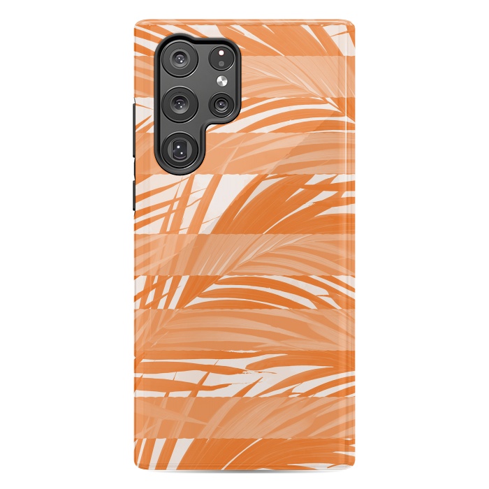 Galaxy S22 Ultra StrongFit Orange Palm tree abstract design by Josie