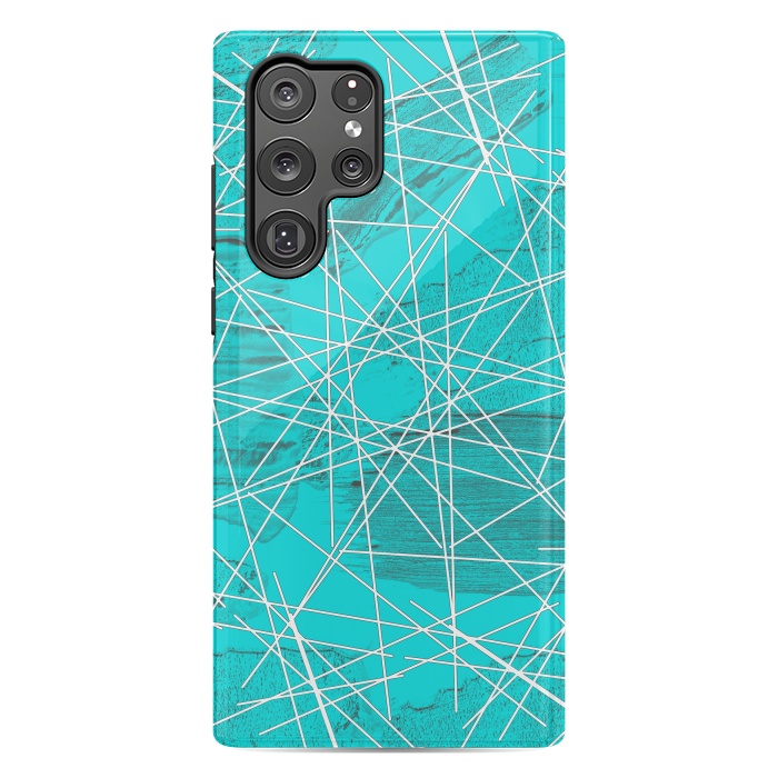 Galaxy S22 Ultra StrongFit Blue geometric abstract design by Josie