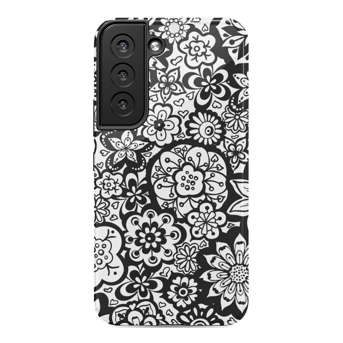 Galaxy S22 StrongFit Beautiful Bouquet of Blooms-Black and White by Paula Ohreen