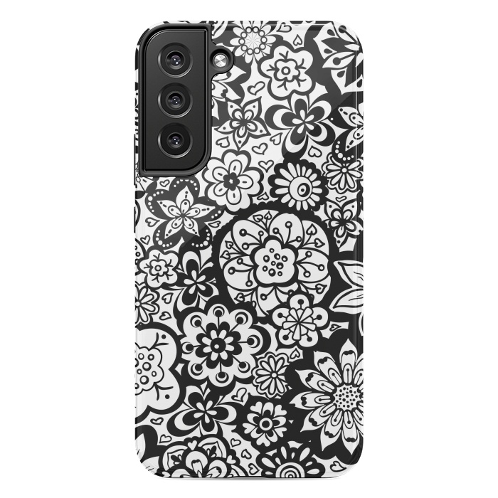Galaxy S22 plus StrongFit Beautiful Bouquet of Blooms-Black and White by Paula Ohreen