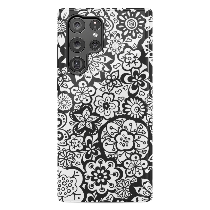 Galaxy S22 Ultra StrongFit Beautiful Bouquet of Blooms-Black and White by Paula Ohreen