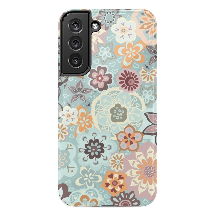 Galaxy S22 plus StrongFit Beautiful Bouquet of Blooms-Blue and Pink by Paula Ohreen