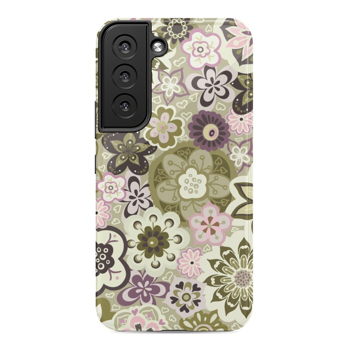 Galaxy S22 StrongFit Bouquet of Blooms-Green and Pink by Paula Ohreen