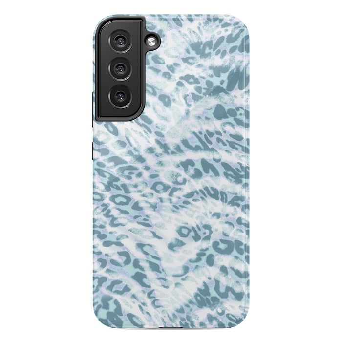 Galaxy S22 plus StrongFit Baby blue brushed leopard print and tiger stripes by Oana 
