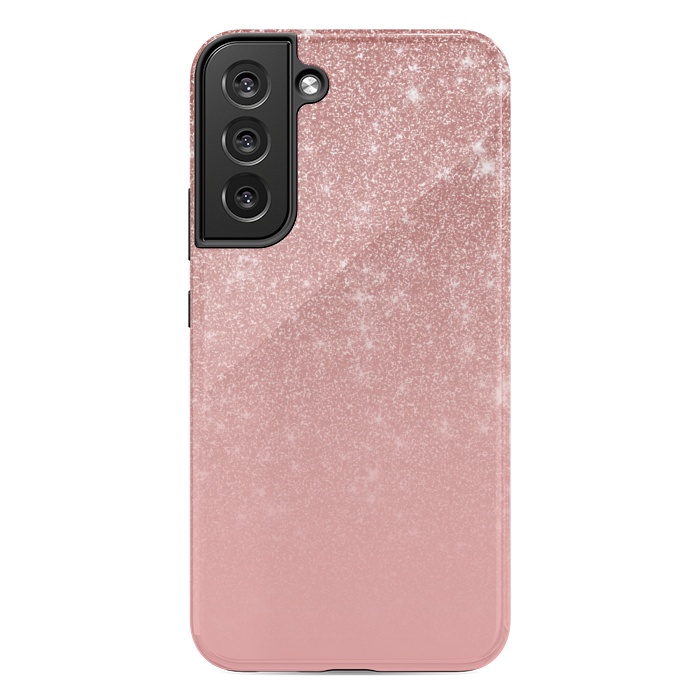 Galaxy S22 plus StrongFit Glam Rose Gold Glitter Ombre by Julie Erin Designs