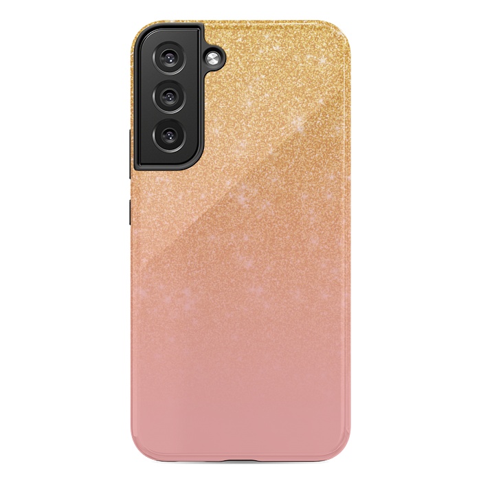 Galaxy S22 plus StrongFit Girly Gold and Pink Glitter Ombre Gradient by Julie Erin Designs