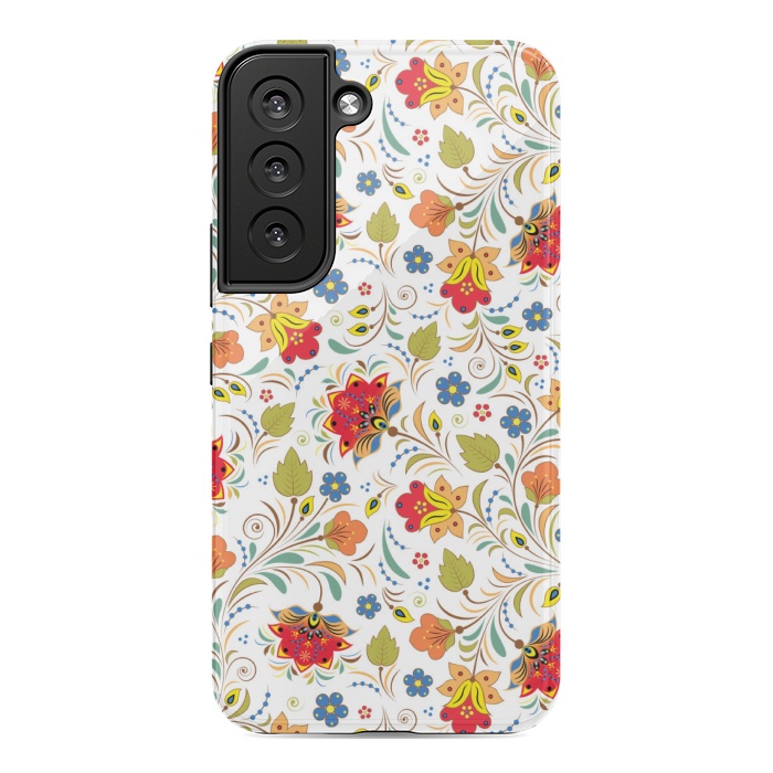 Galaxy S22 StrongFit red yellow floral pattern by MALLIKA
