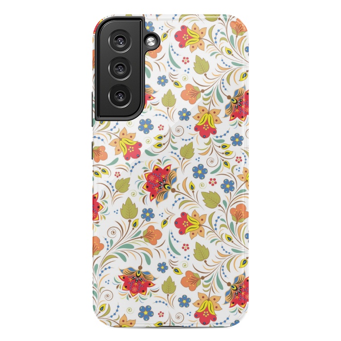 Galaxy S22 plus StrongFit red yellow floral pattern by MALLIKA