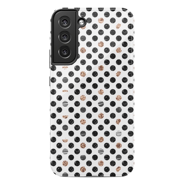 Galaxy S22 plus StrongFit Ink and gold glitter polka dots by Oana 