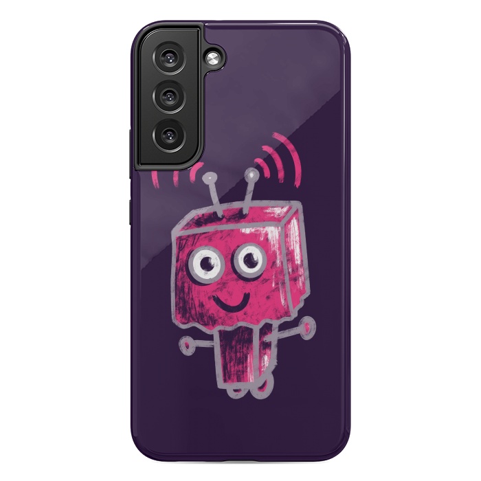 Galaxy S22 plus StrongFit Cute Pink Robot With Paper Bag Head Kids by Boriana Giormova