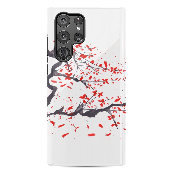Galaxy S22 Ultra StrongFit Cherry tree flowers watercolor by ArtKingdom7