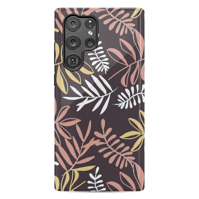 Galaxy S22 Ultra StrongFit Neutral modern tropical leaves by Oana 