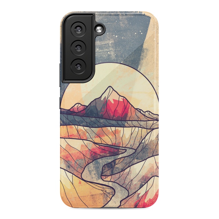 Galaxy S22 StrongFit Retro river mountains by Steve Wade (Swade)