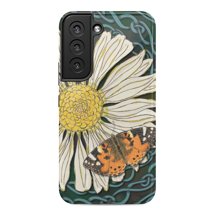 Galaxy S22 StrongFit Daisy and Butterfly by Lotti Brown
