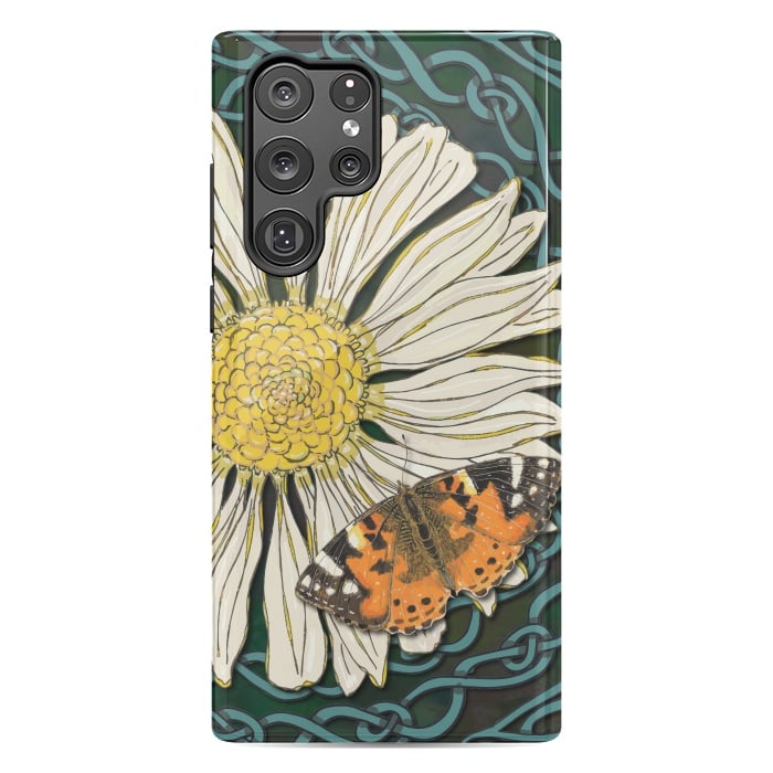 Galaxy S22 Ultra StrongFit Daisy and Butterfly by Lotti Brown