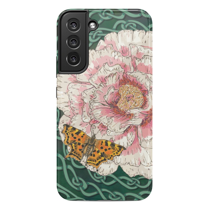 Galaxy S22 plus StrongFit Peony and Butterfly by Lotti Brown