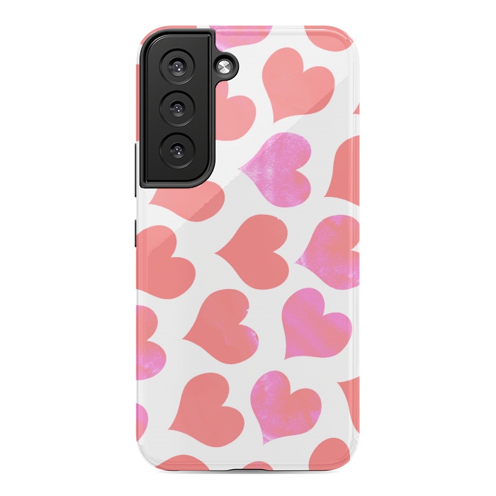 Galaxy S22 StrongFit Bold Red-Pink hearts by Oana 