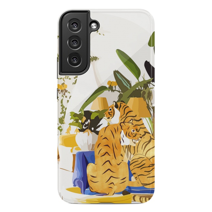 Galaxy S22 plus StrongFit Tiger Reserve Villa | Bohemian Tropical Jungle Décor | Pastel Honeymoon Couple Love Wildlife by Uma Prabhakar Gokhale
