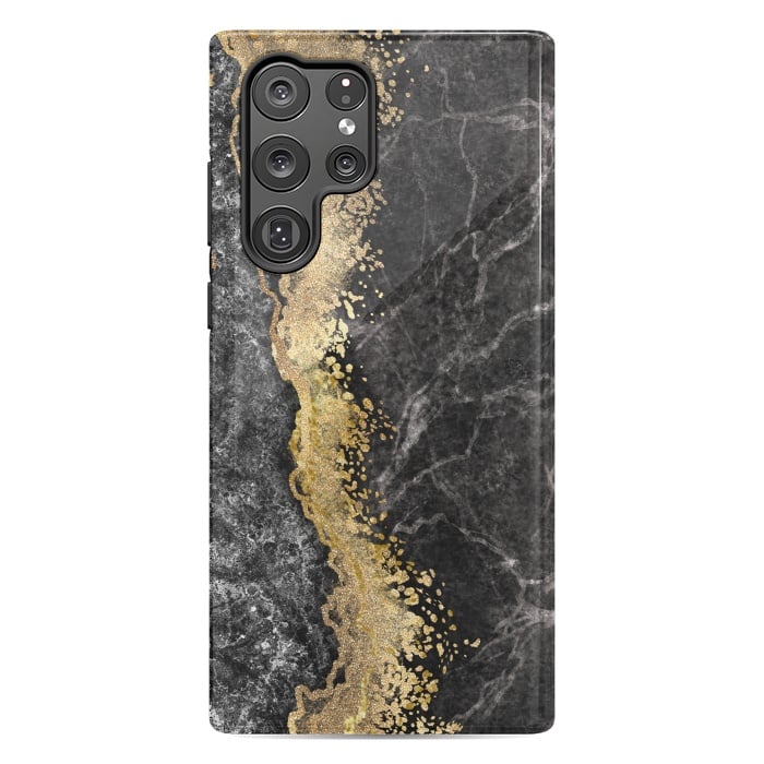 Galaxy S22 Ultra StrongFit Abstract background creative marble texture and gold leaf by ArtsCase