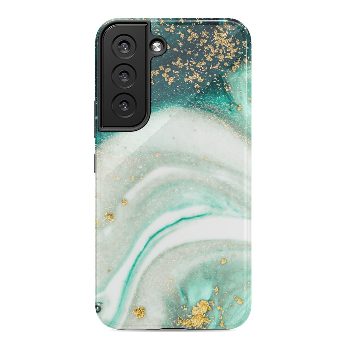 Galaxy S22 StrongFit Green Marble Swirls and Agate Ripples by ArtsCase