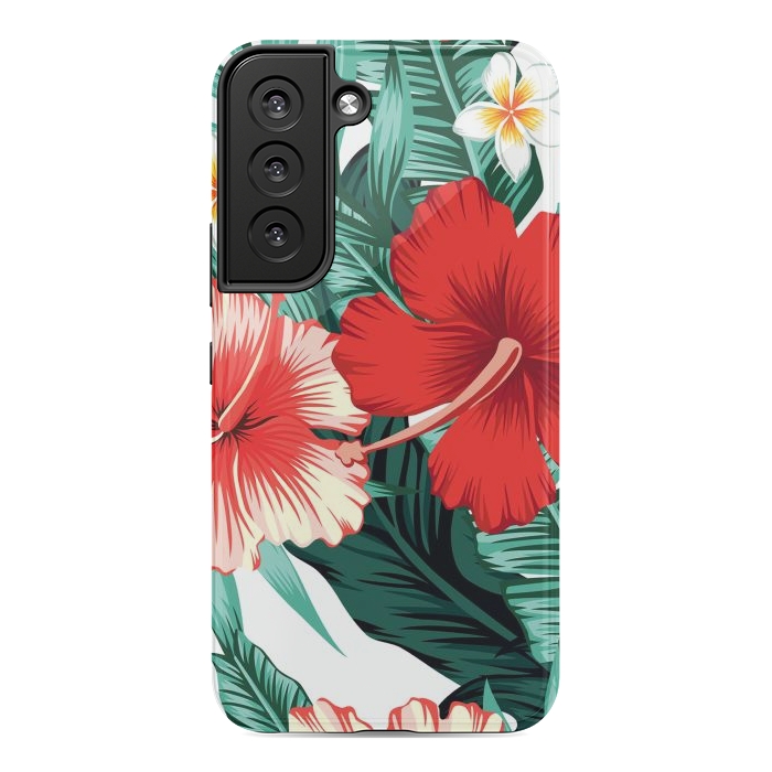 Galaxy S22 StrongFit Exotic Green Tropical Palm fern Leaves by ArtsCase
