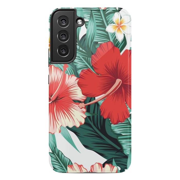 Galaxy S22 plus StrongFit Exotic Green Tropical Palm fern Leaves by ArtsCase