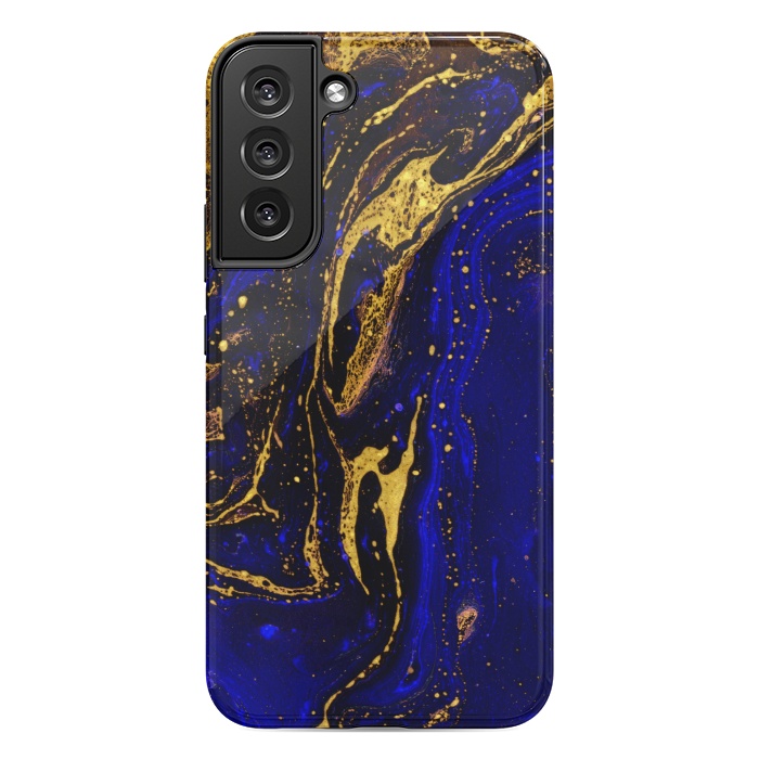 Galaxy S22 plus StrongFit Blue marble and abstract gold background texture with swirls by ArtsCase