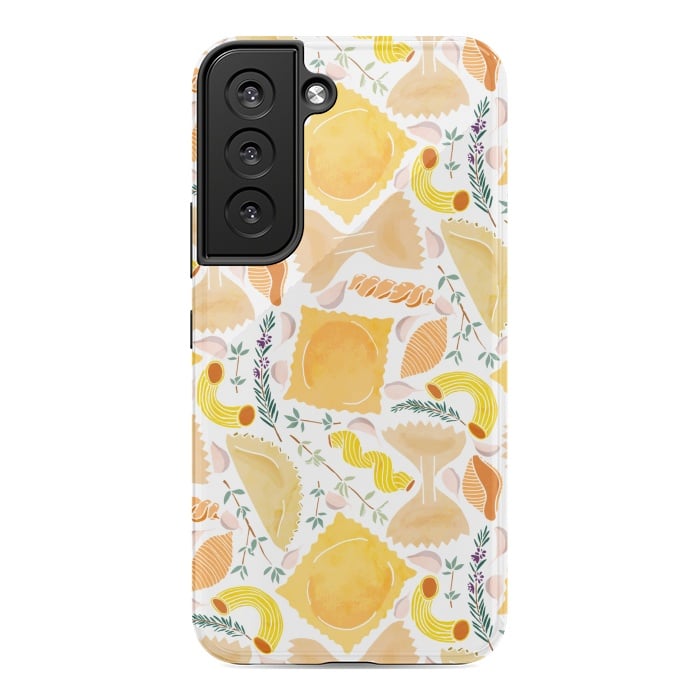 Galaxy S22 StrongFit Pasta Pattern on White by Tangerine-Tane