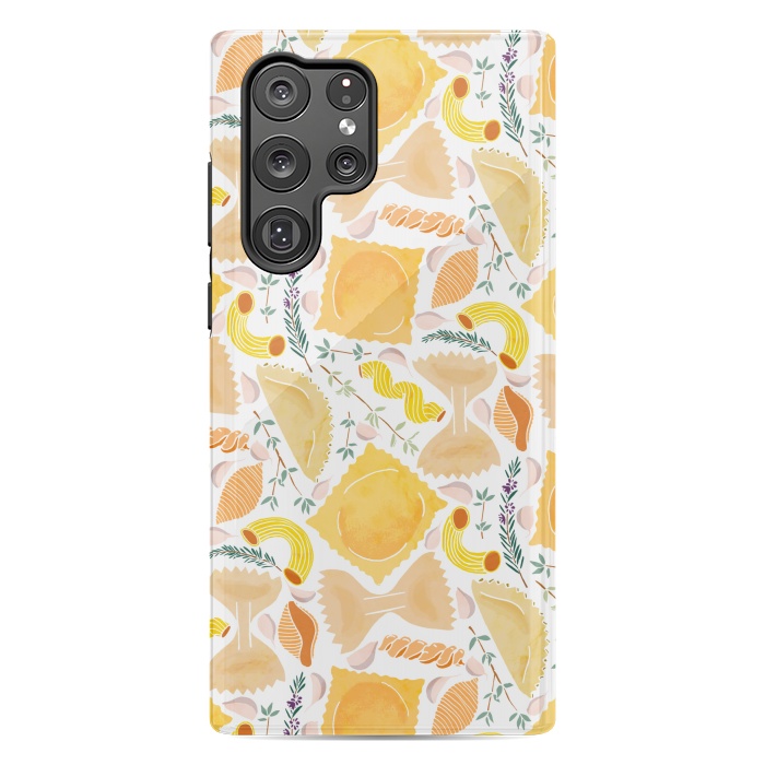Galaxy S22 Ultra StrongFit Pasta Pattern on White by Tangerine-Tane