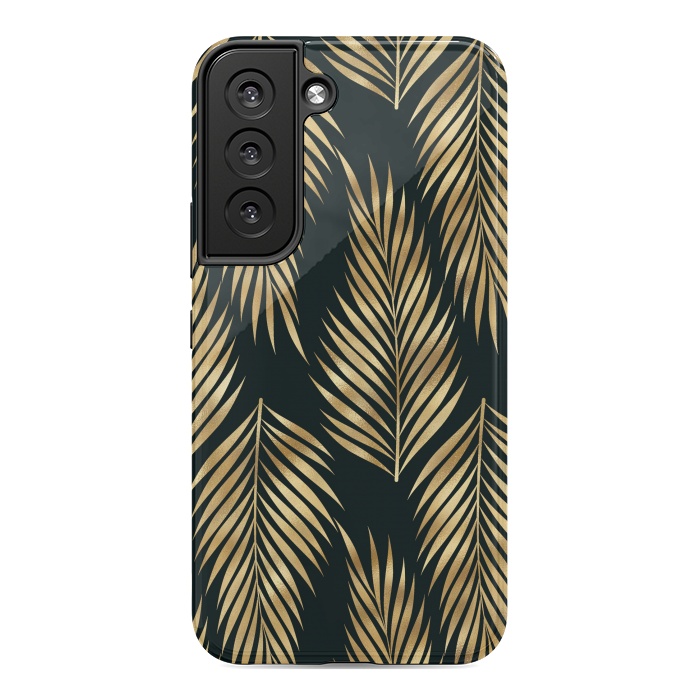 Galaxy S22 StrongFit black gold fern leaves  by haroulita