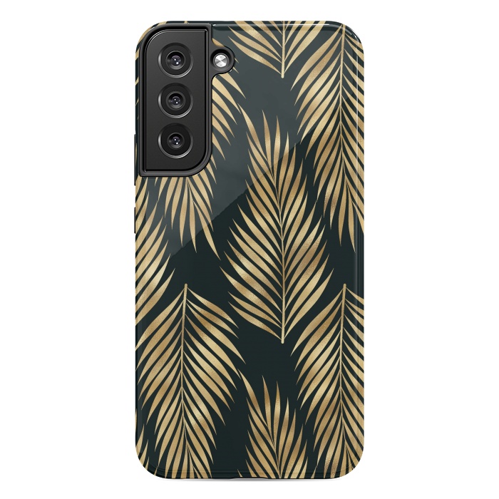 Galaxy S22 plus StrongFit black gold fern leaves  by haroulita