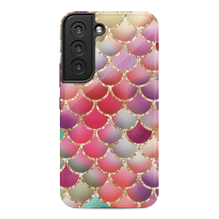 Galaxy S22 StrongFit colorful mermaid glitter scales by haroulita