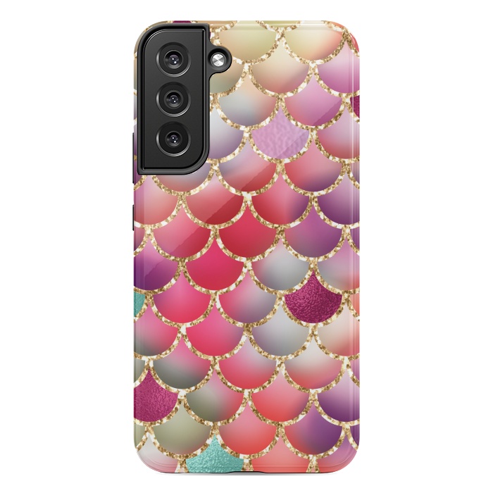 Galaxy S22 plus StrongFit colorful mermaid glitter scales by haroulita