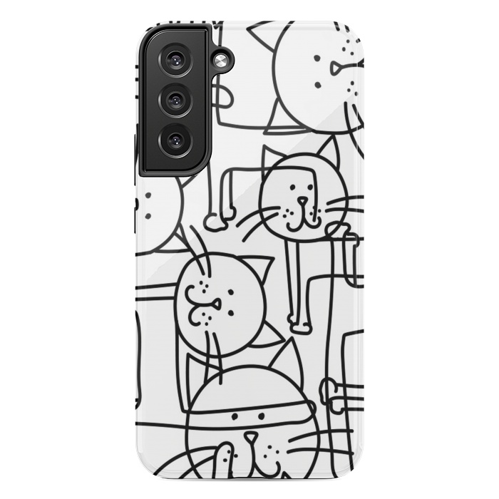 Galaxy S22 plus StrongFit black white doodle cats by haroulita