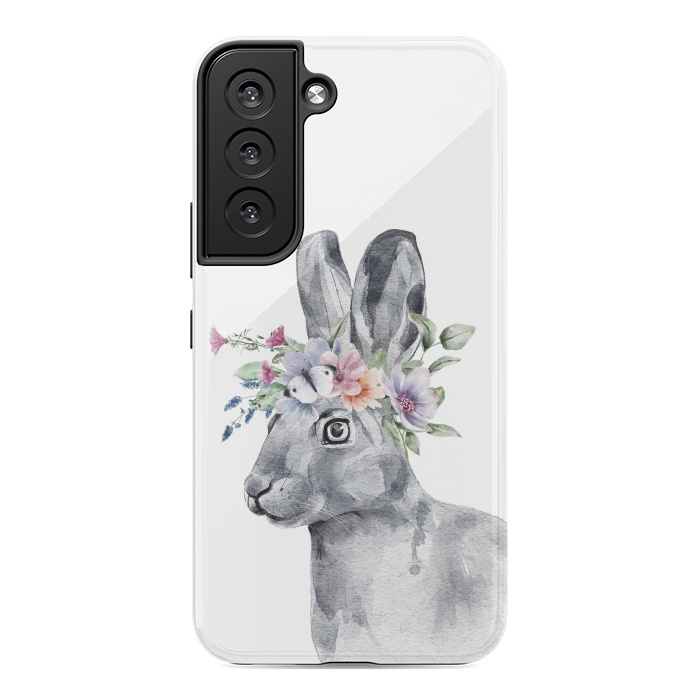 Galaxy S22 StrongFit cute watercolor rabbit with flowers by haroulita