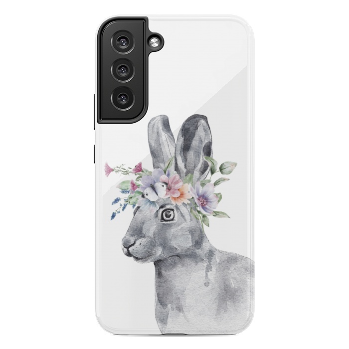 Galaxy S22 plus StrongFit cute watercolor rabbit with flowers by haroulita