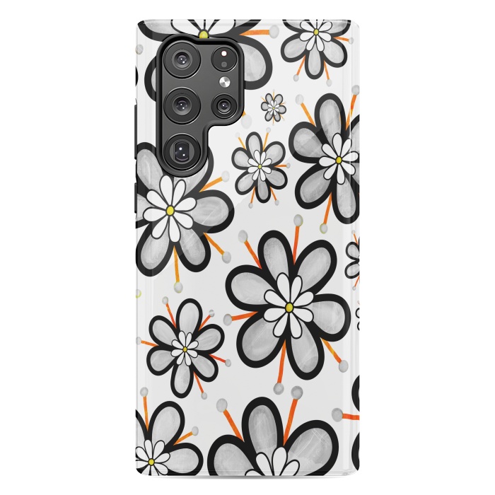 Galaxy S22 Ultra StrongFit gray flowers  by haroulita