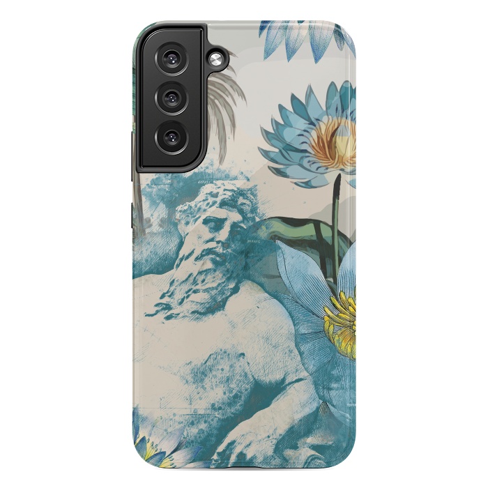 Galaxy S22 plus StrongFit Statue, tropical leaves, lotus petals - retro collage by Oana 