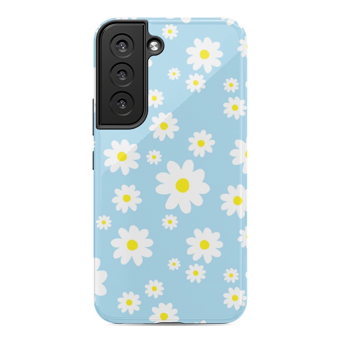 Galaxy S22 StrongFit Blue Daisy Flower Pattern by Julie Erin Designs