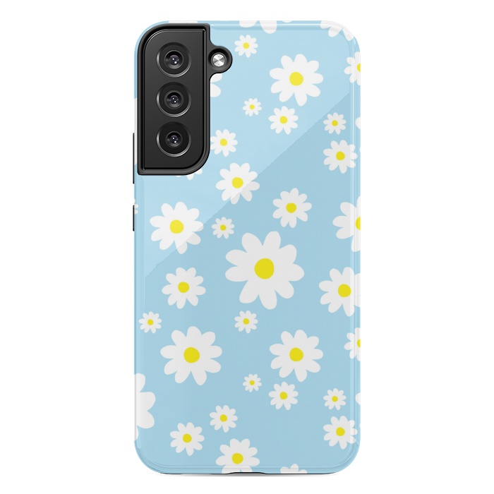 Galaxy S22 plus StrongFit Blue Daisy Flower Pattern by Julie Erin Designs