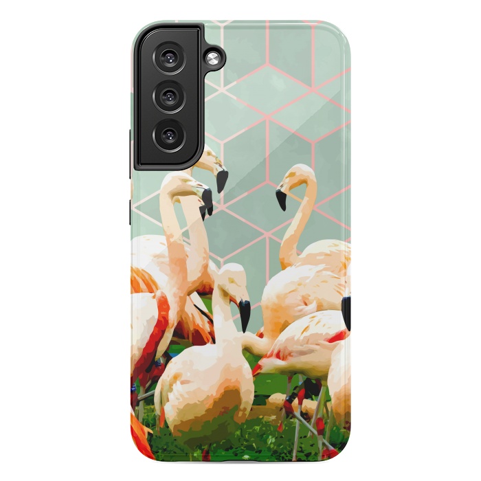 Galaxy S22 plus StrongFit Flamingle Abstract Digital, Flamingo Wildlife Painting, Birds Geometric Collage by Uma Prabhakar Gokhale