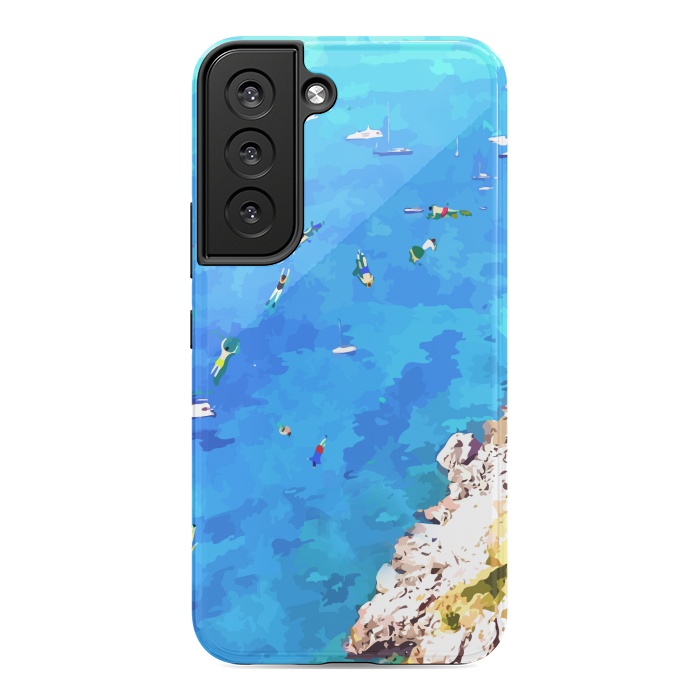 Galaxy S22 StrongFit Capri Island, Italy Tropical Travel, Nature Landscape Painting, Ocean Beach Summer Illustration by Uma Prabhakar Gokhale