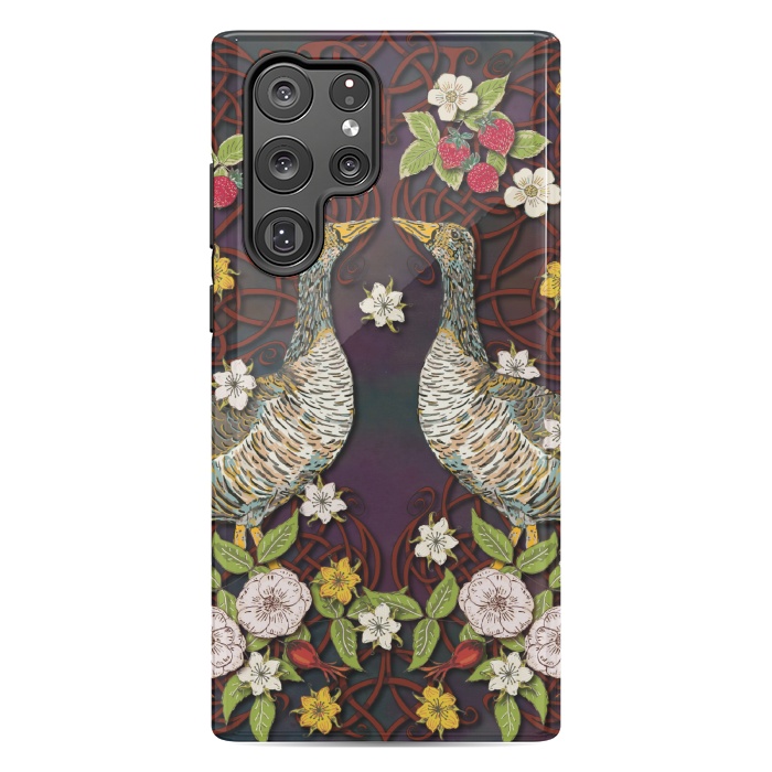 Galaxy S22 Ultra StrongFit Summer Strawberry Geese by Lotti Brown